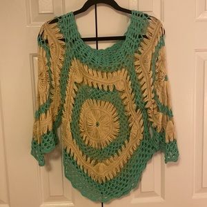 Boho Crocheted Two Toned Sexy Beach Pull Over